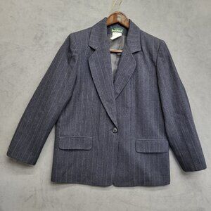 Harve Benard‎ Wool Blazer Women's  Size 10P Jacket  Pinstripe Office Business